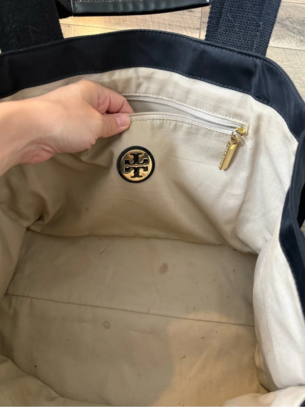 Tory Burch Black Nylon Logo Tote
